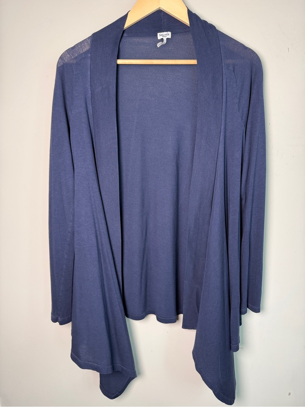Splendid Navy Lightweight Supima Cotton Modal Open Waterfall Cardigan M